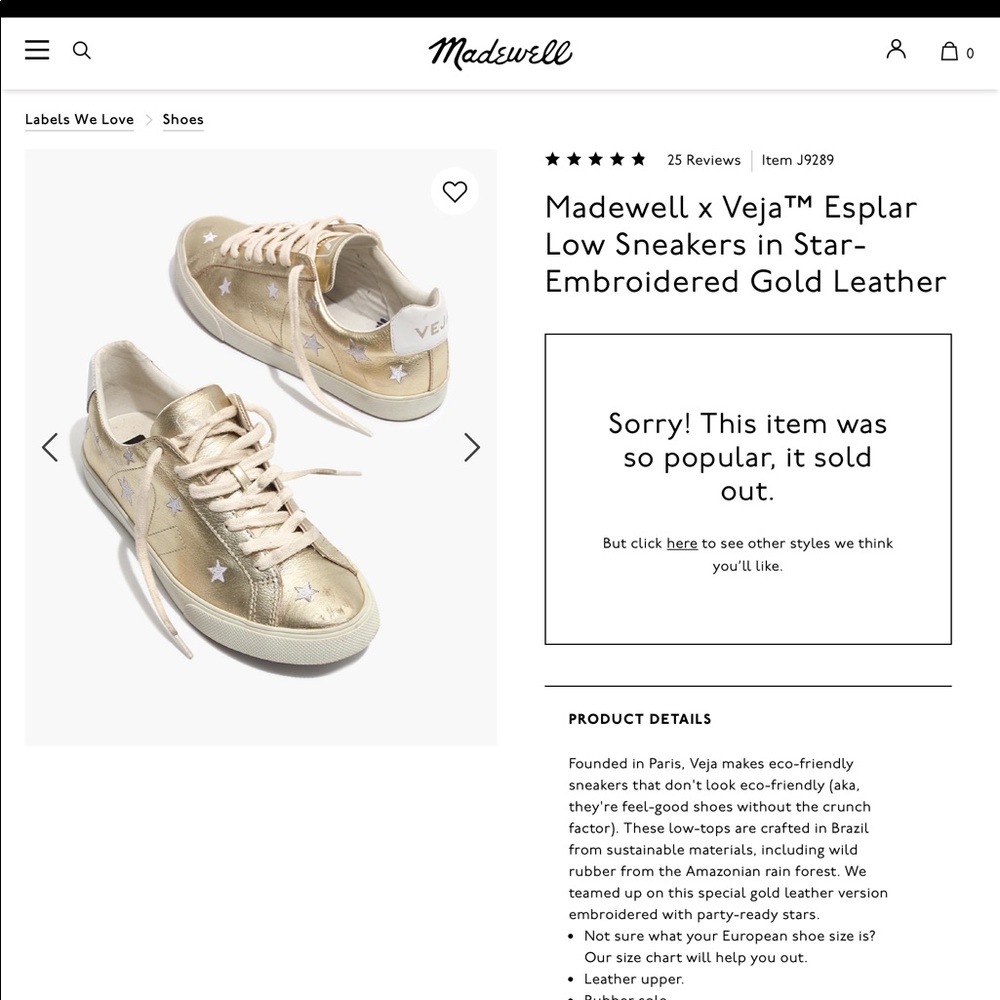 Madewell x Veja Esplar Low Top Embroidered Stars